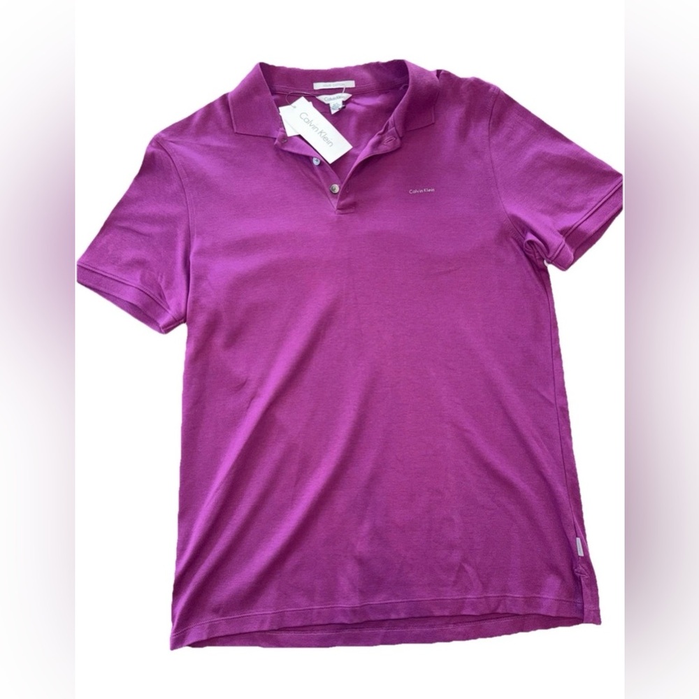 Calvin Klein Women Liquid Cotton Polo Shirt In Purple New With Tags Size S